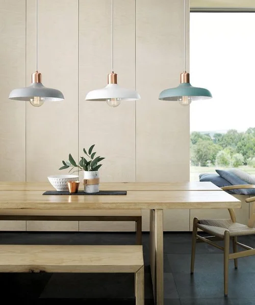Copper lights 2024 over dining table
